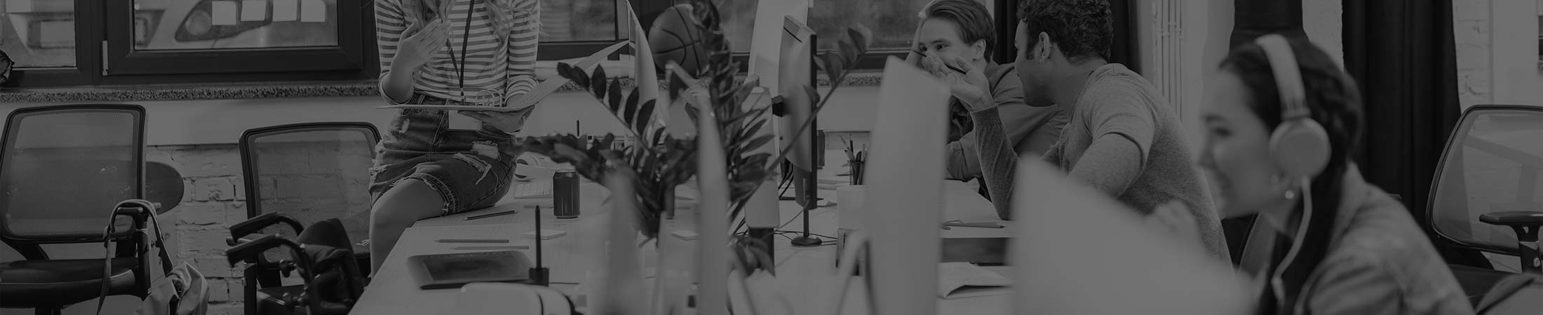 office workers in busy office